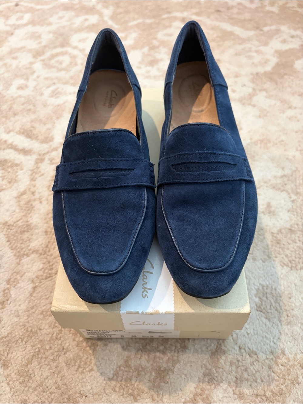 Clarks Women’s Navy Suede Slip-On Keesha Cora Loafers - Picture 1 of 6